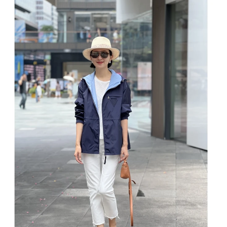 （YY推荐）风清叶 春秋时尚显瘦户外休闲宽松连帽女士风衣防风百搭