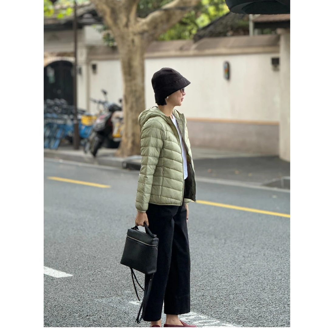 (YY推荐)露枝落星时尚连帽保暖秋冬百搭休闲轻薄冬季女士羽绒服