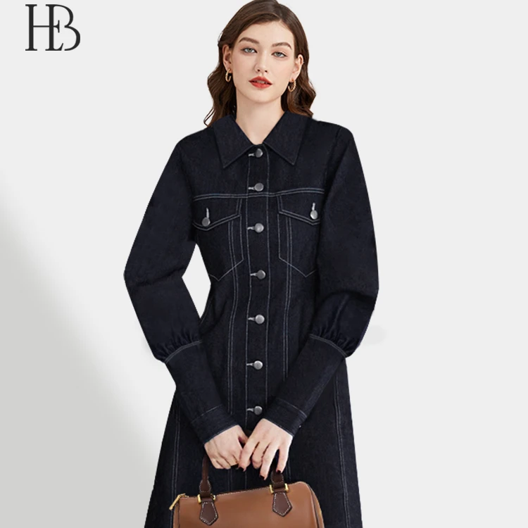 炳瀚原创2024春新款胖mm牛仔长袖连衣裙大码女装BH124QL13152