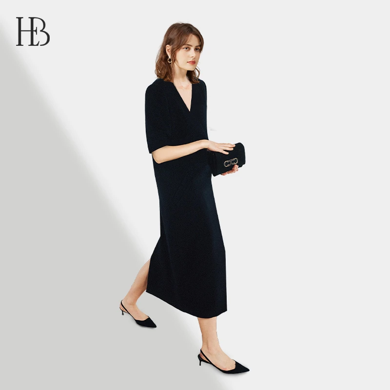 炳瀚原创2024新款女装中长款显瘦气质黑色连衣裙13263-14180