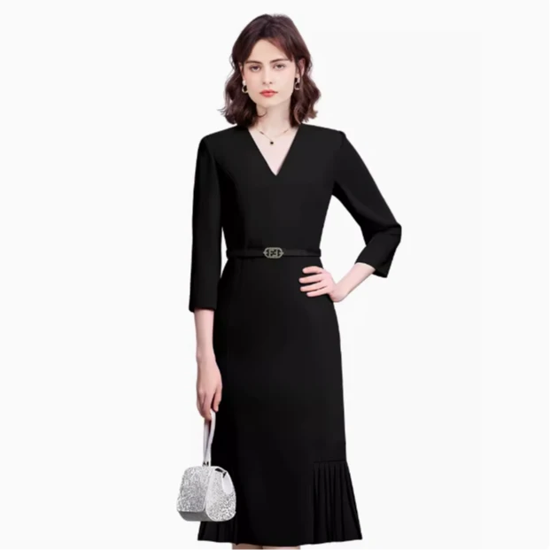 炳瀚原创设计感优雅新款大码高端气质连衣裙BH324ZL14344