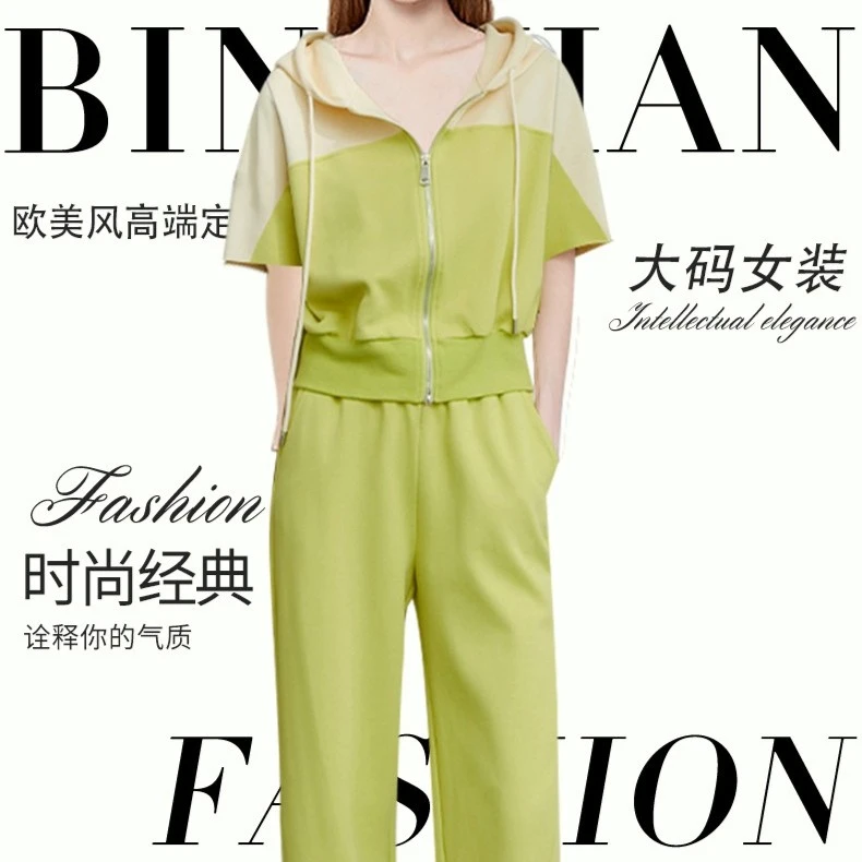 炳瀚原创大码女装微胖mm洋气显瘦新款高级休闲两件套BH222ZH8314