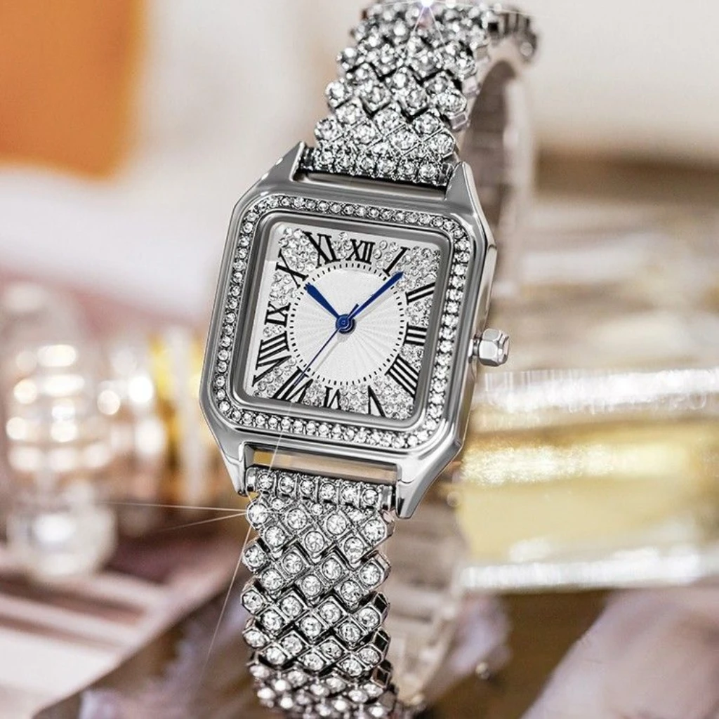 满钻小猎豹时尚女士手腕表-XLB气质轻奢方形