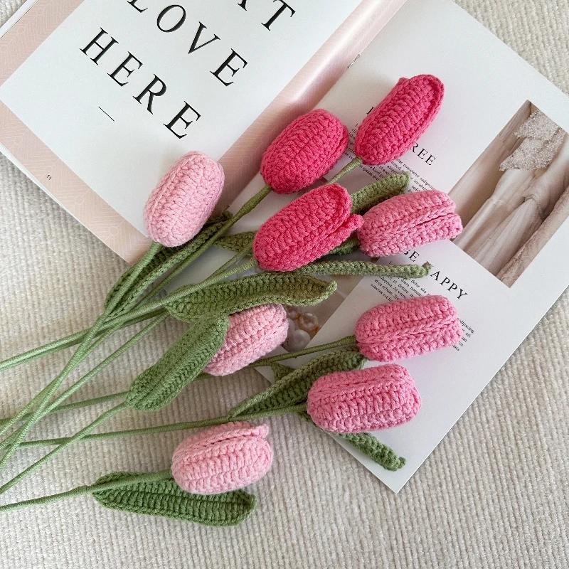 纯手工钩织福利款【闭口】郁金香插花瓶毛线编织