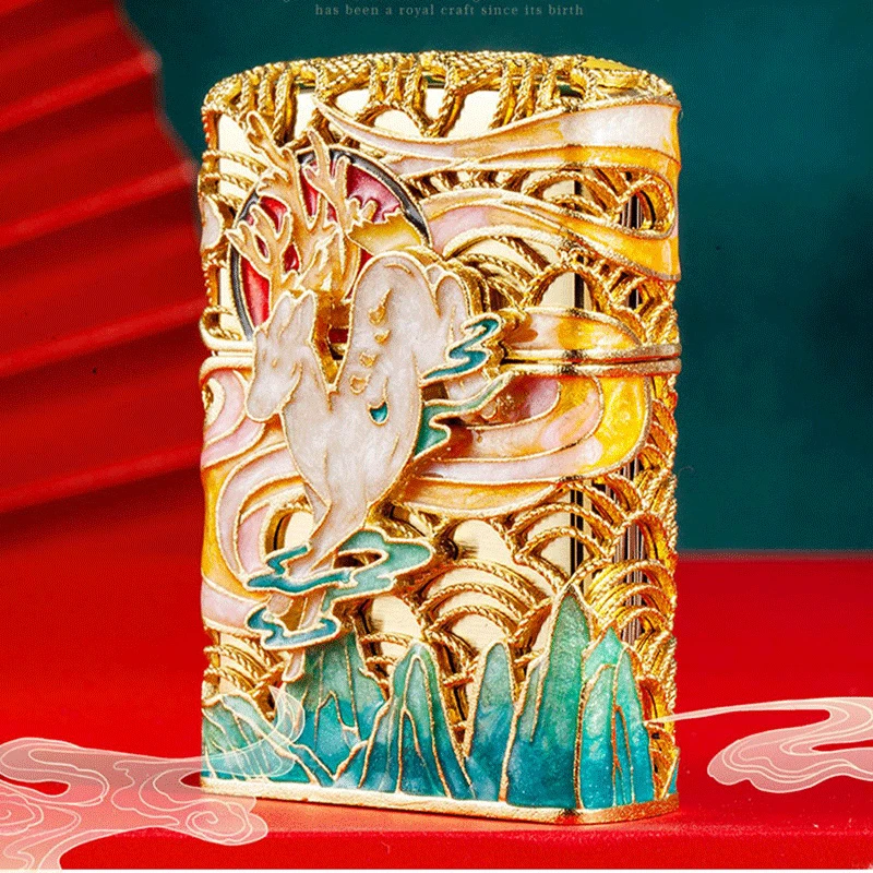 zippo打火机 夜光一鹿有你 正品高档火机防风男士镂空DY9902TF