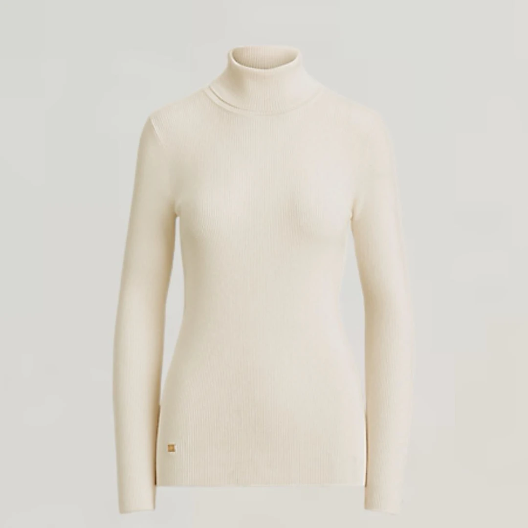 Ralph Lauren/拉夫劳伦专柜新款金标罗纹弹力高领针织衫 WW1131