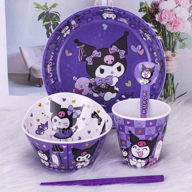 库洛米儿童餐具卡通家用防摔防烫宝宝餐盘吃饭专用碗食品密胺新款