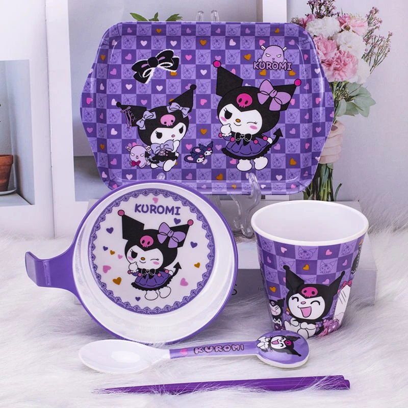 库洛米儿童餐具卡通可爱家用耐摔防烫卡通宝宝餐盘辅食饭碗勺杯盘