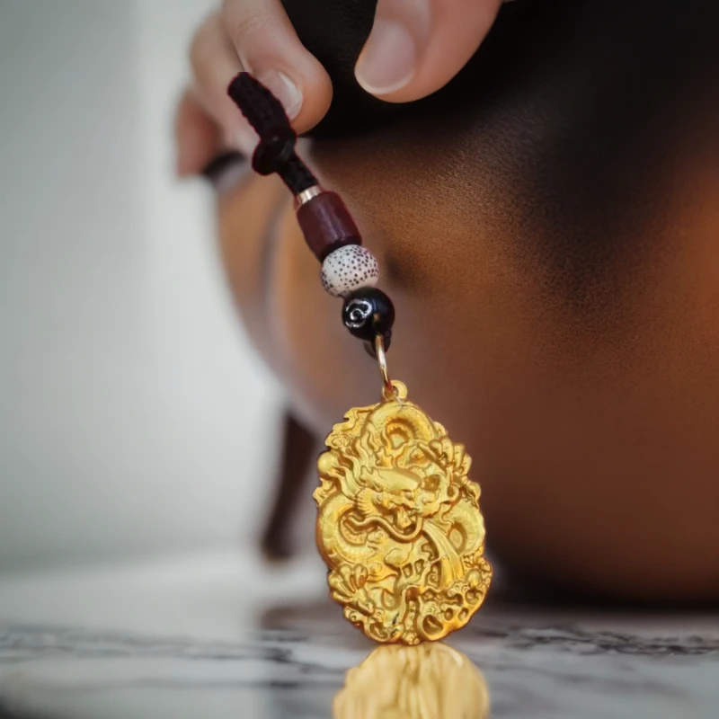 龙年黄铜配件双面双龙吊牌钥匙扣挂件男女包包汽车钥匙吊坠挂饰件