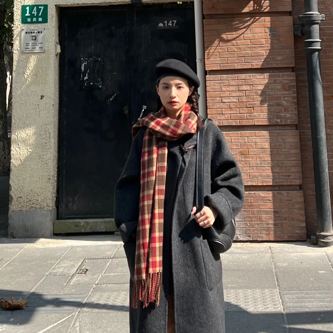 【川川】秋冬围巾女冬季英伦围巾女冬季韩版百搭小格子长款加厚保