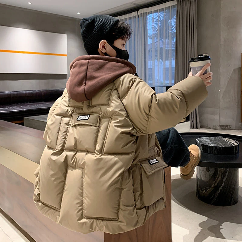 棉衣羽加加绒加厚棉服新款冬季宝宝外套潮连帽中长款儿童洋气