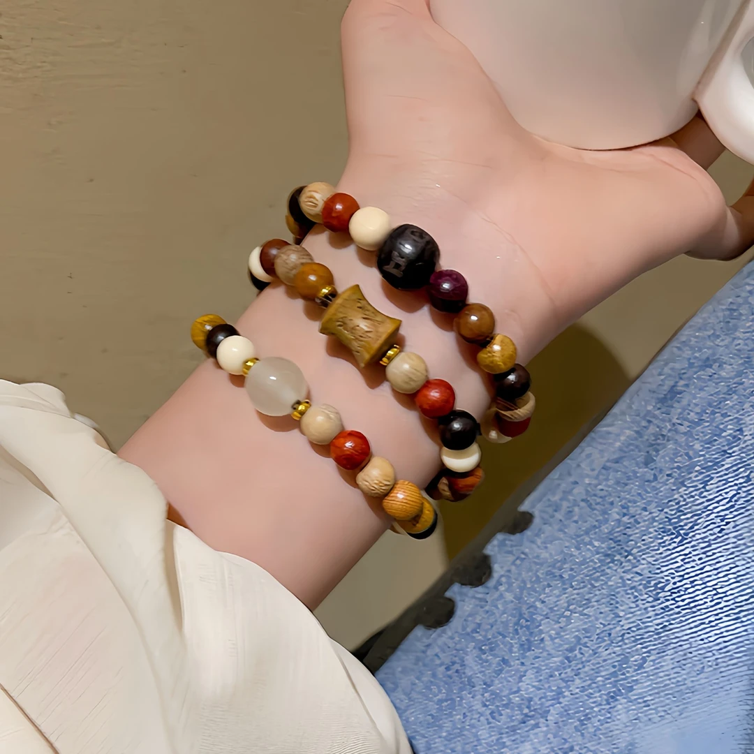 非金属木质手链 新中式多宝珠串珠手串手链禅意念珠民族复古手饰