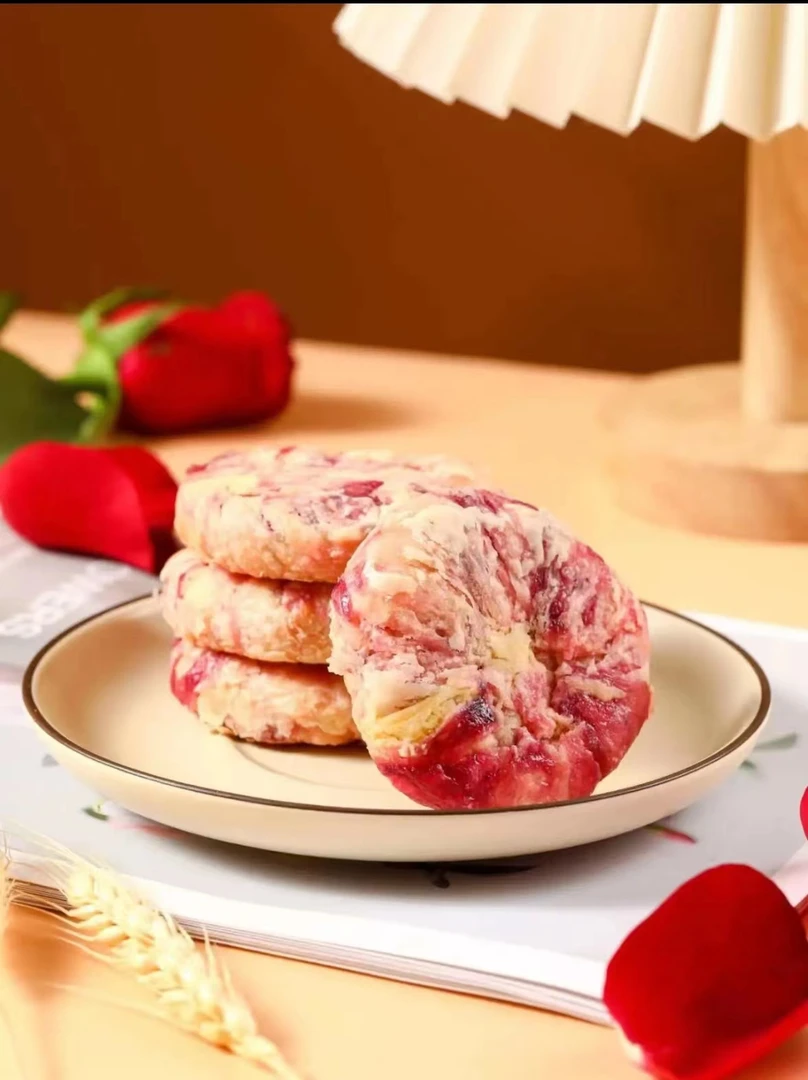 云南玫瑰花特产鲜花饼花味道现烤香妃鲜花饼-各五枚，10枚装/盒