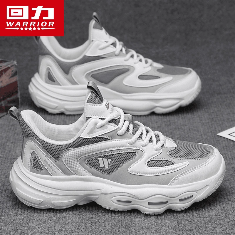 回力透气男鞋复古百搭网面运动鞋2024秋季男士厚底增高跑步老爹鞋