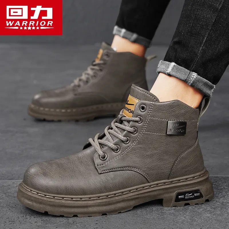 回力马丁靴男款冬季2024厚底防滑户外高帮工装靴英伦复古休闲靴子