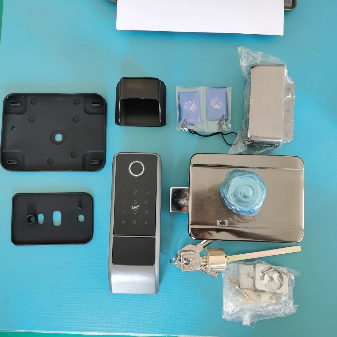 冀福铃自建房大铁门智能锁小院牛头指纹锁家用免布线密码刷卡手机