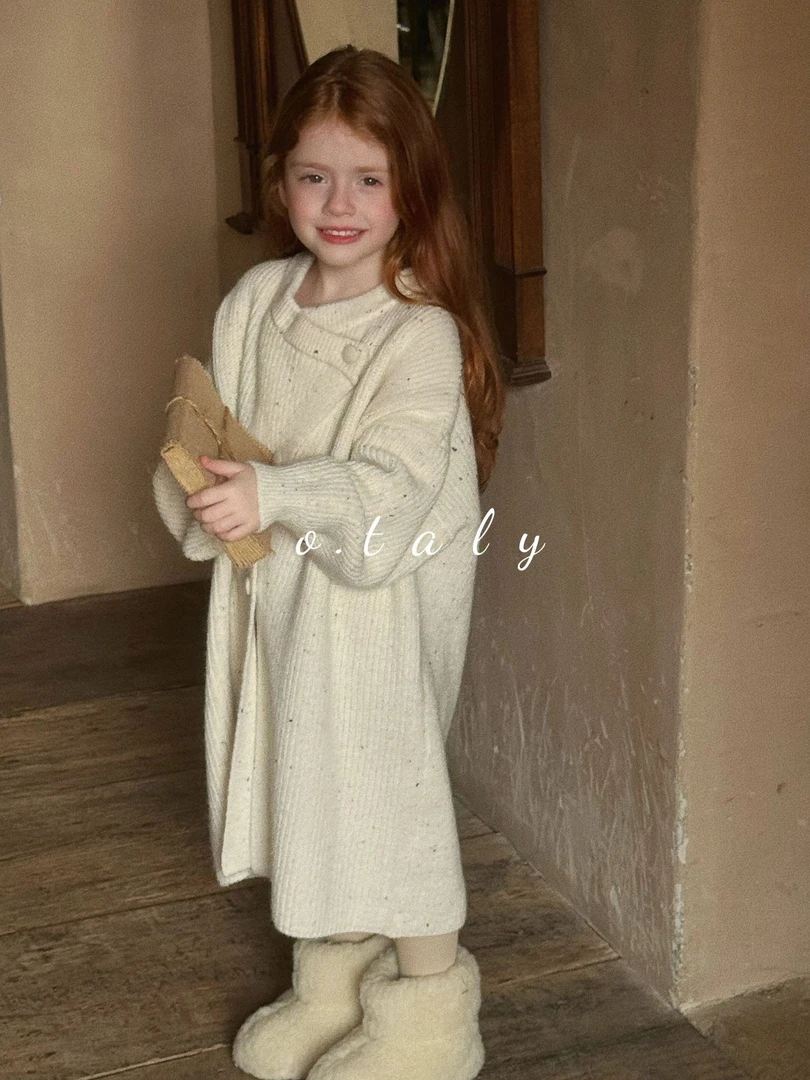 有有家·儿童秋冬款超百搭气质长款开衫设计感针织毛衣外套270