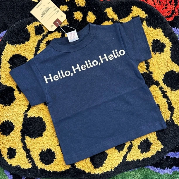 【现货】hello高定竹节棉藏蓝色儿童休闲短袖T恤（025）