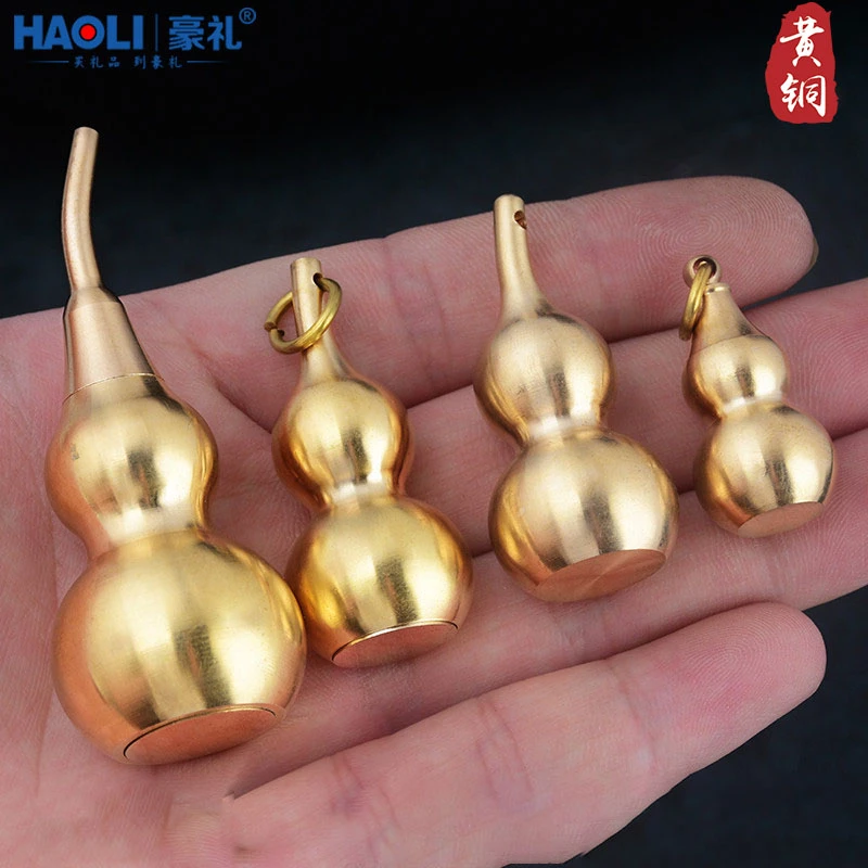 黄铜福字发货拉丝葫芦摆件封釉空心葫芦家居摆件实心小葫芦复古风