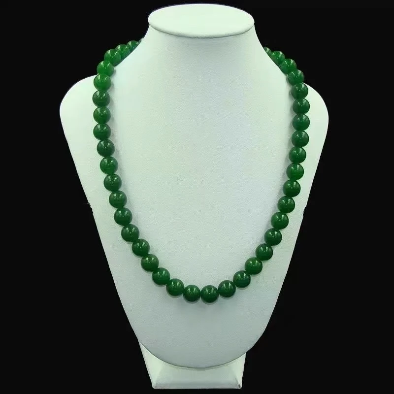 SSS菠菜绿妈妈链10MM 新疆和田玉料单圈