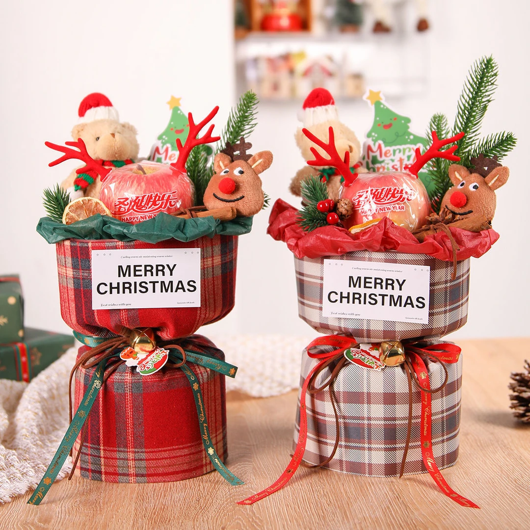 圣诞节平安夜苹果花束材料包小香风美拉德平安果套餐手工diy礼物