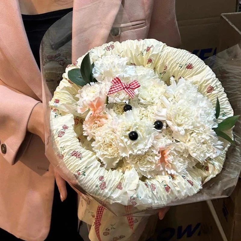 小狗花束配件套装情人节新款花束包花纸玫瑰雪梨纸鲜花包装纸花店