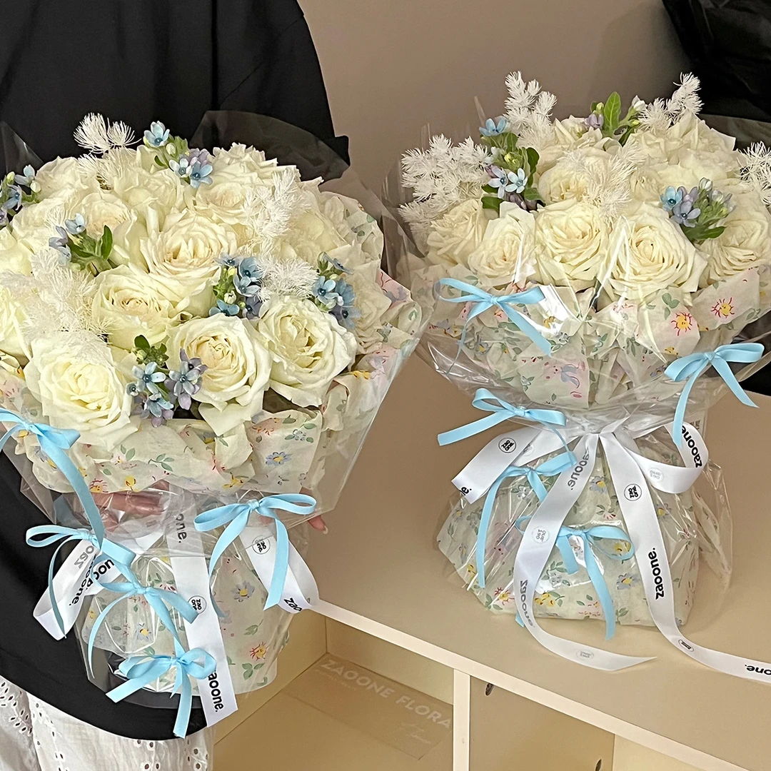 【花执】花园熊加厚印花牛奶棉防水内衬包花纸花艺包装材料