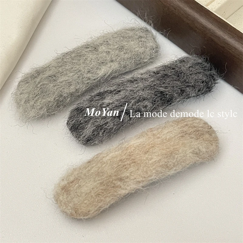 秋冬毛绒绒发夹刘海夹女前额碎发侧边夹气质发卡后脑勺bb夹子头饰