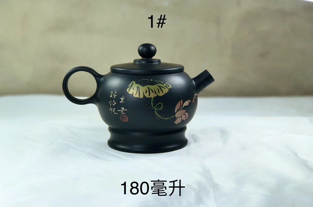 建水紫陶茶壶彩填壶雅尊壶泡茶壶全手工制作天然安全紫陶泥非紫砂