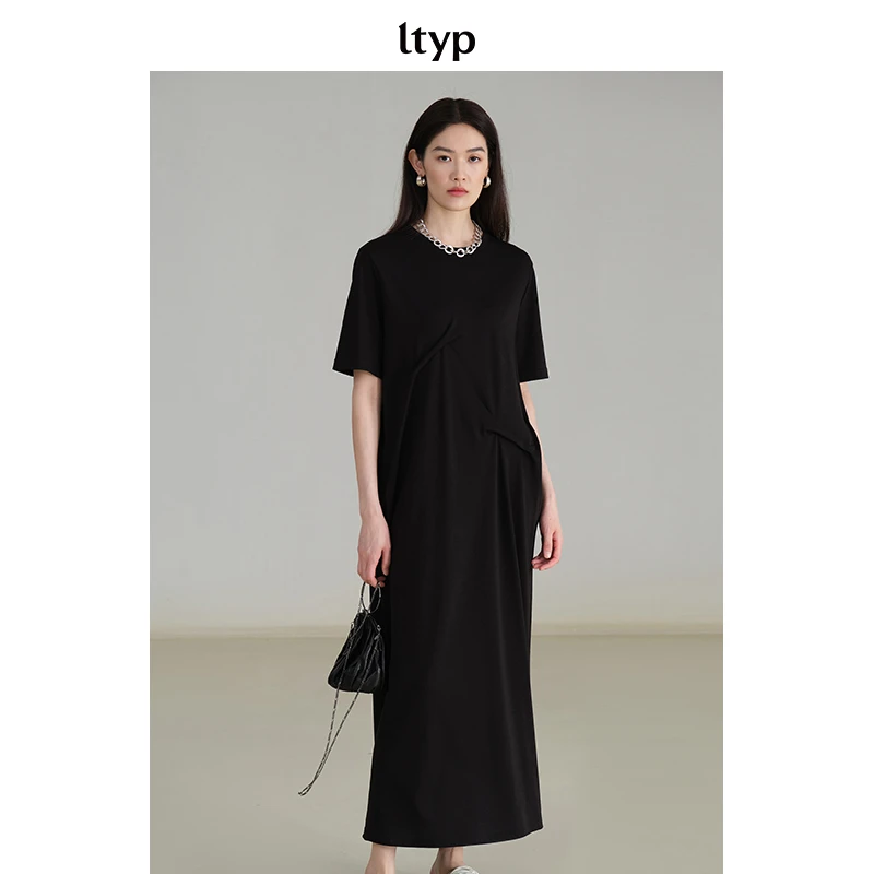 ltyp旅途原品进口三醋酸时髦优雅扭结夏季连衣裙中长裙T101232059