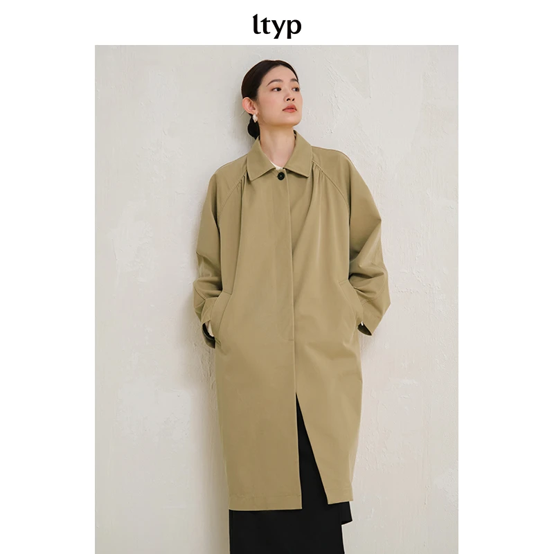 ltyp｜270G天丝棉立裁风衣外套百搭休闲中长款大衣女春F113243028