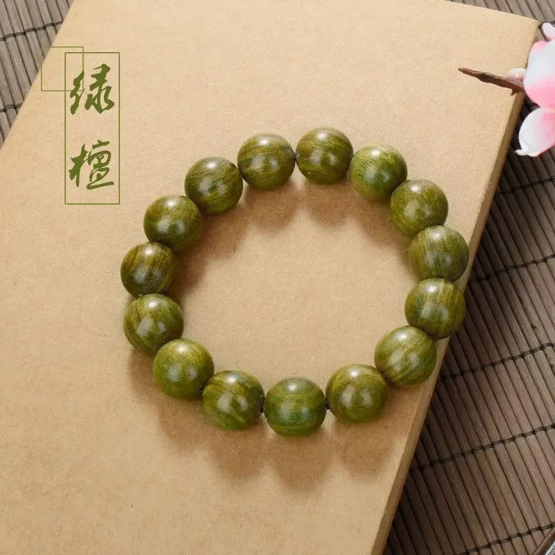 阿根廷绿檀木手串盘玩文玩念珠檀香男单圈女檀木15MM佛珠情侣学生