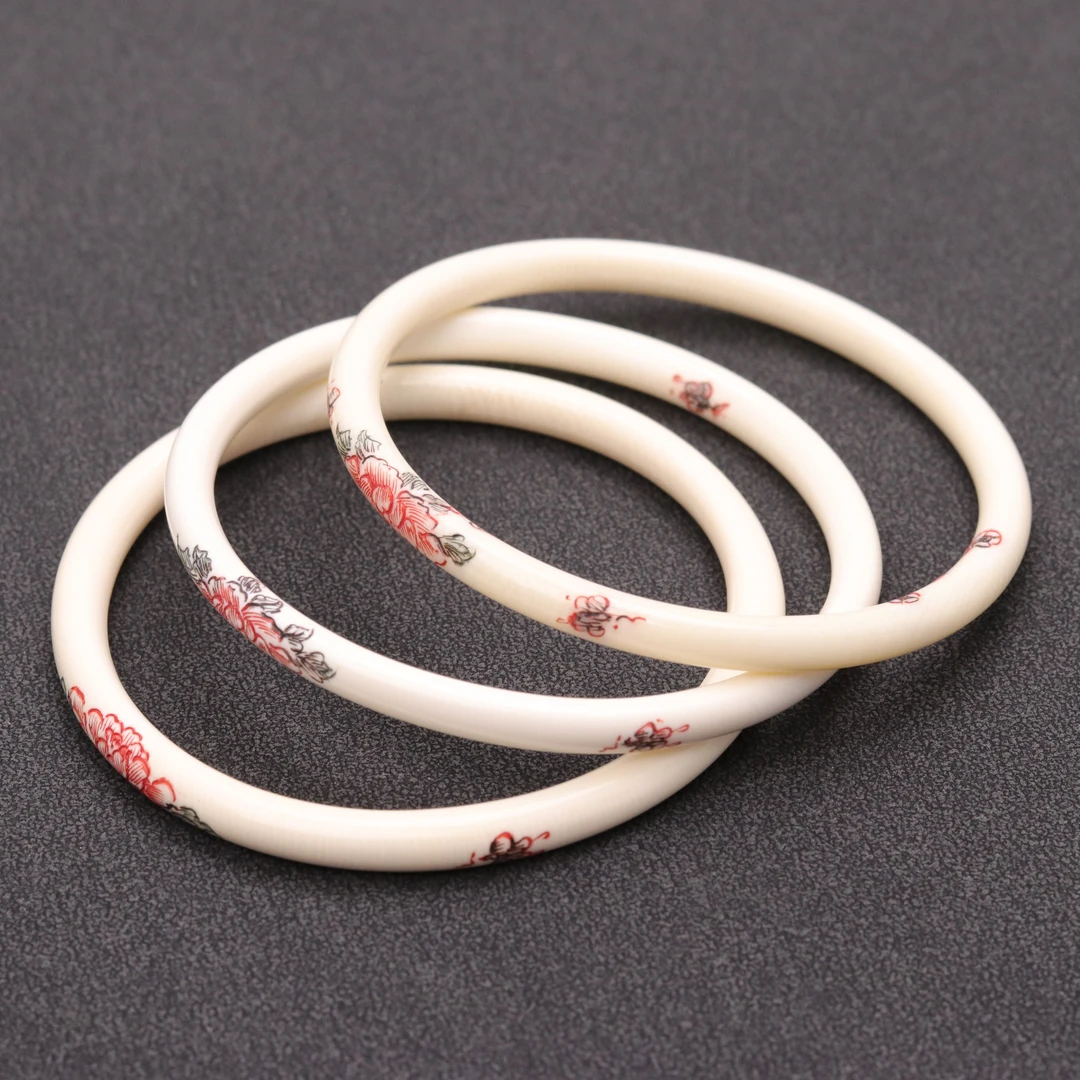 M0107 -1 猛犸牙厚【印花单圈】厚款文玩饰品