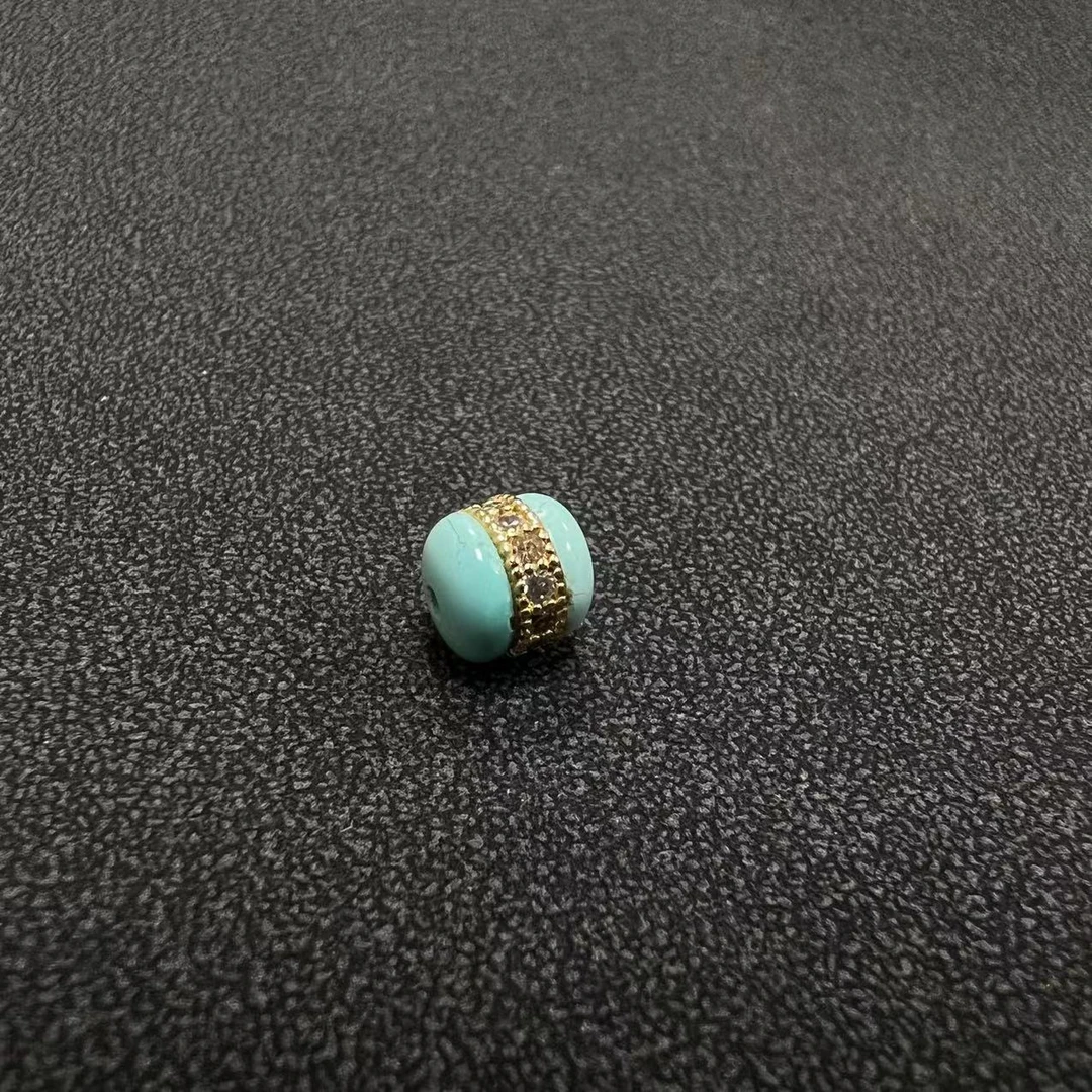 S1681 原矿绿松石汉堡珠顶珠隔珠精选饰品配饰