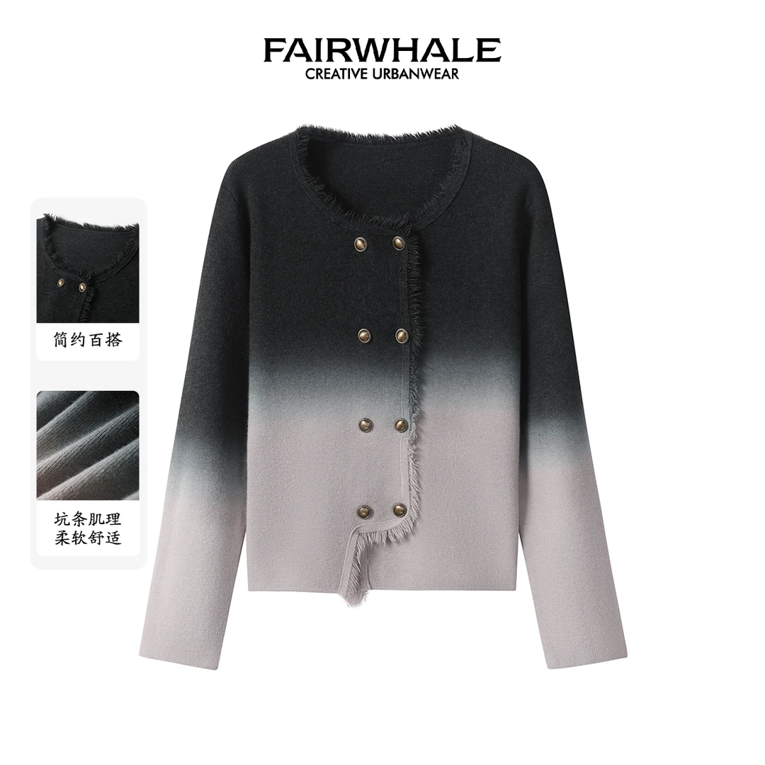 【慧姐专属】马克华菲女装时尚渐变长袖针织衫开衫 F43004A039