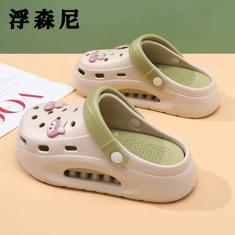 空气缓震厚底洞洞鞋女款2025新款爆款外穿夏季新款踩屎感软底凉鞋