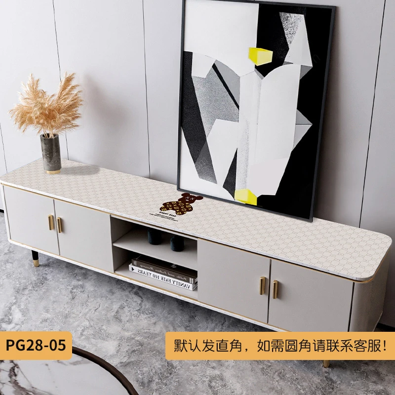 潮玩暴力熊pu餐桌布垫防水防油防烫电视柜免洗桌台布长条环保桌面