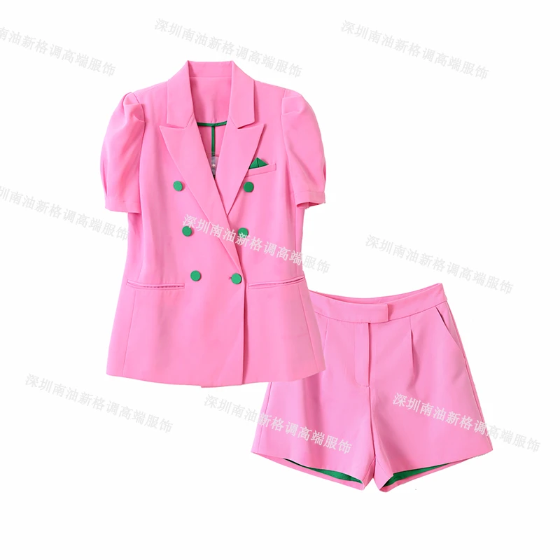 【粉红丽人】套装西装短裤气质时尚休闲设计师轻奢洋气4368074