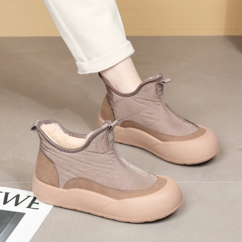 加厚绵羊毛雪地靴2024冬季新款时尚百搭棉靴一脚蹬防滑防水女棉鞋