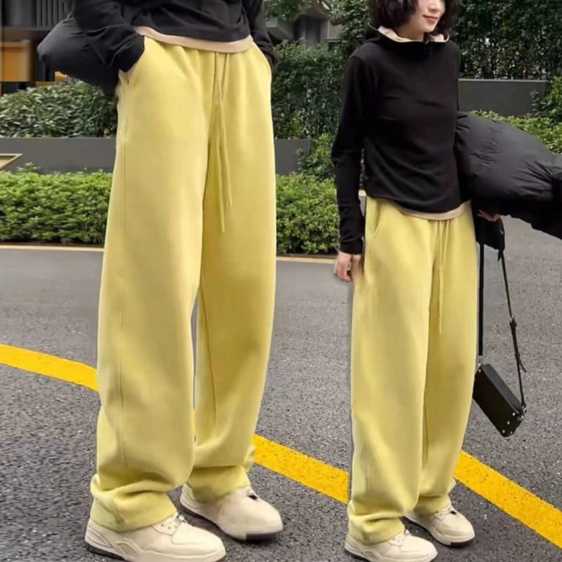秋冬舒适香蕉裤百搭纯色慵懒宽松女设计感高腰显瘦休闲阔腿裤长裤