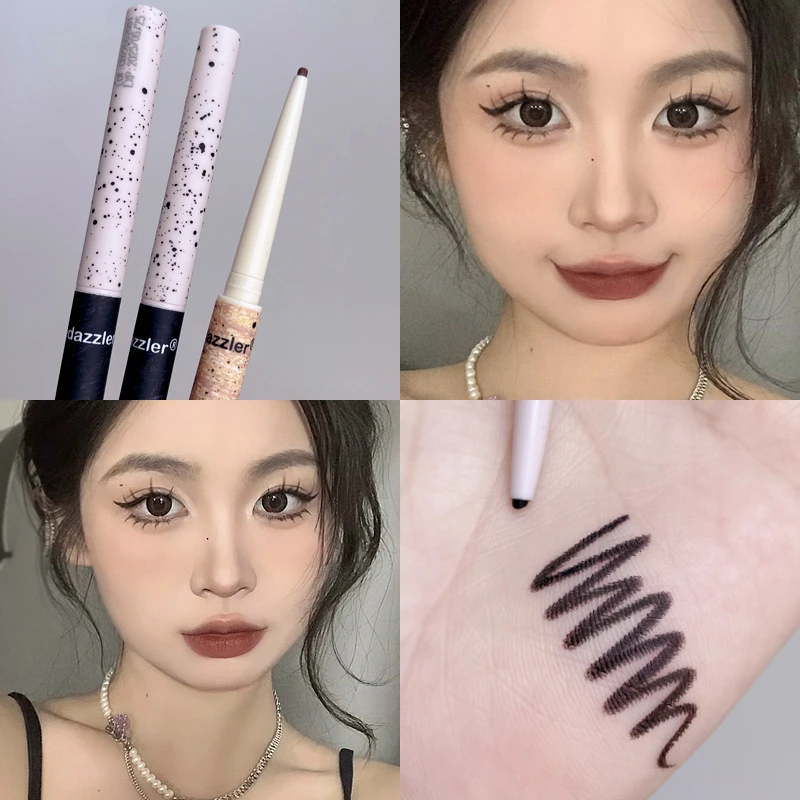巨顺滑~黑色眼线胶笔细笔头极细防水防汗不晕染初学者卧蚕笔多色