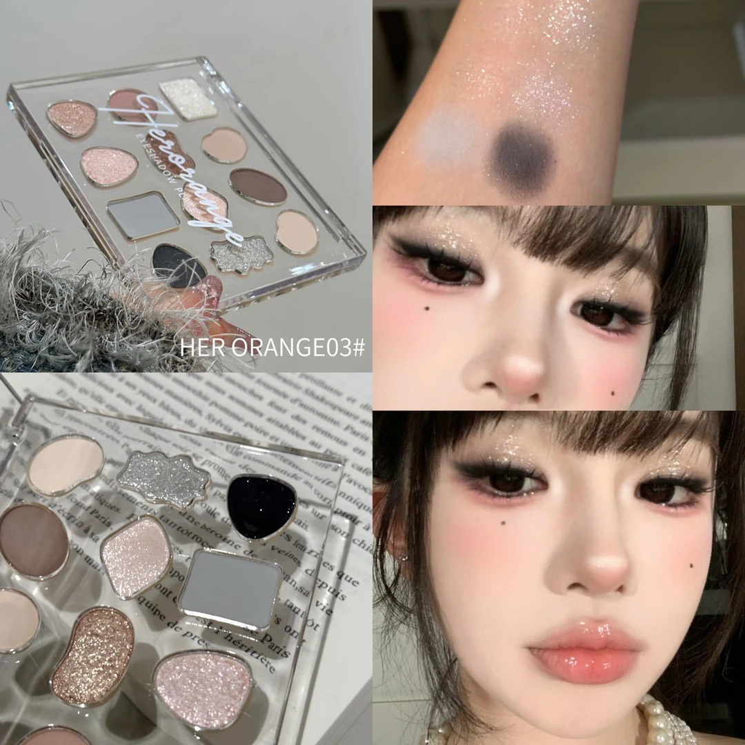 泰美啦！酷酷清冷水泥烟熏黑色十二色眼影盘 高颜值透明壳亮晶晶