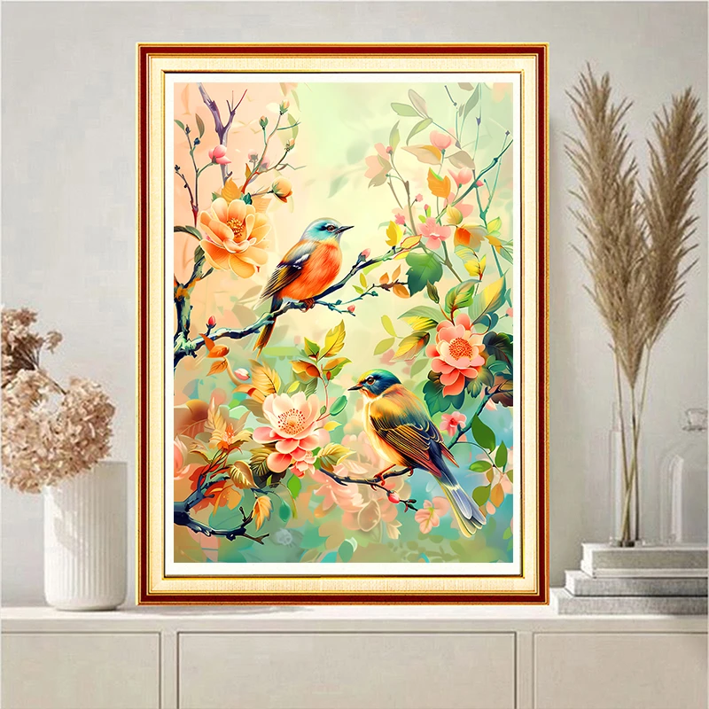 喜洋洋中国风鸟语花香60X80大格满绣49色高清印花刺绣十字绣