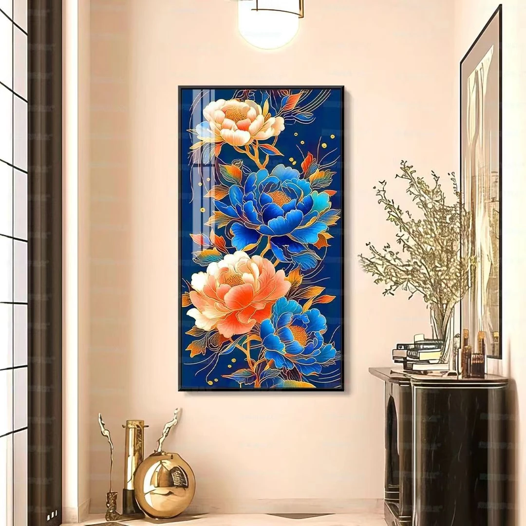 国潮插画牡丹2024新款十字绣大格客厅卧室玄关书房花朵国风中式