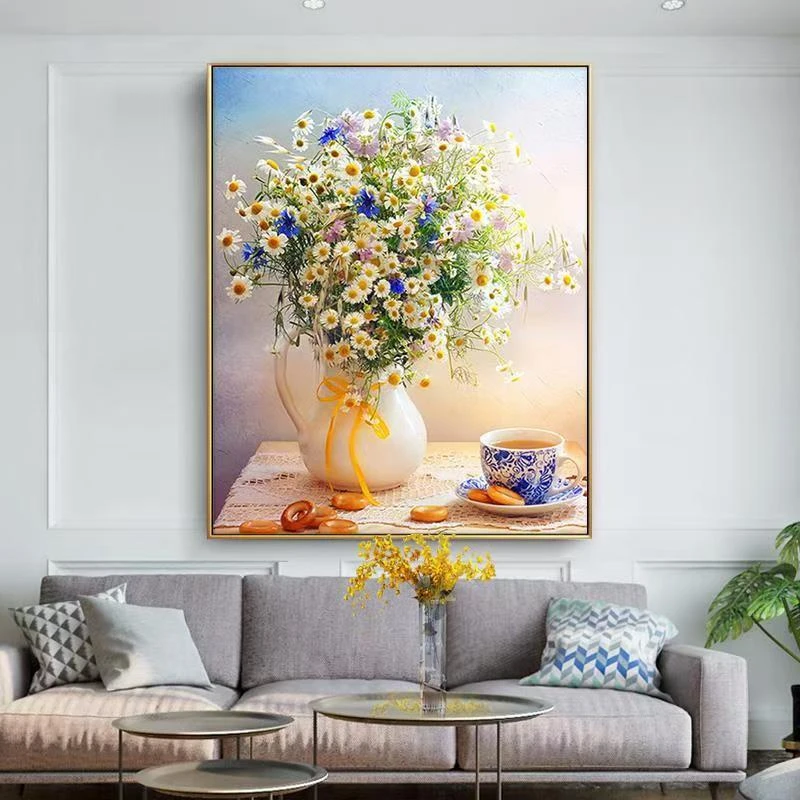 喜洋洋十字绣小雏菊纯手工刺绣过道婚房中国风轻奢爆款欧美风