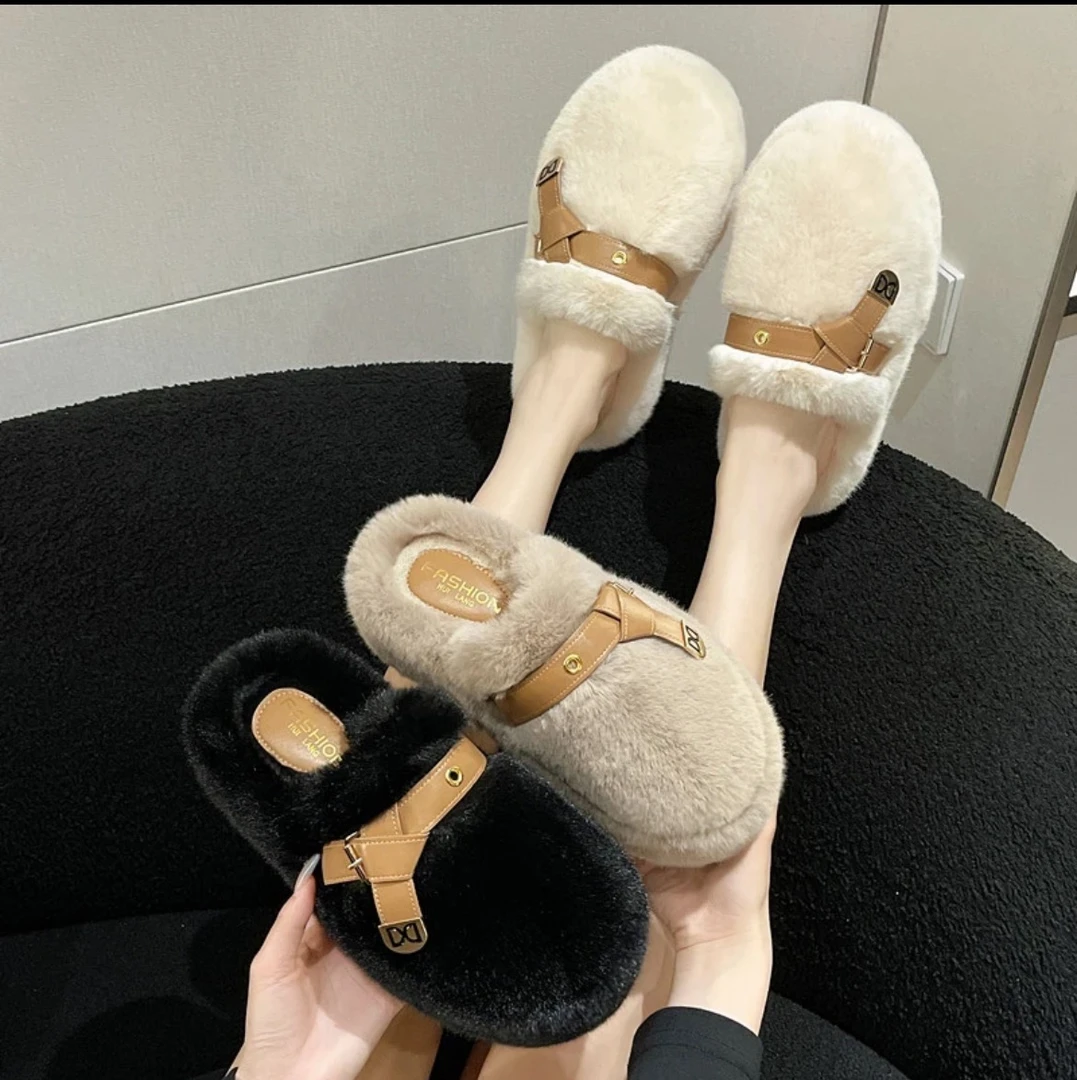【拍一发二】秋冬新款百搭休闲外穿家居毛毛鞋女网红款毛毛拖鞋4