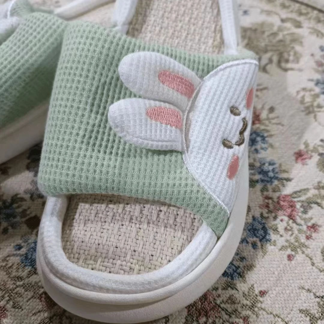 薄荷绿兔子麻拖鞋 偏小1码0.35kg