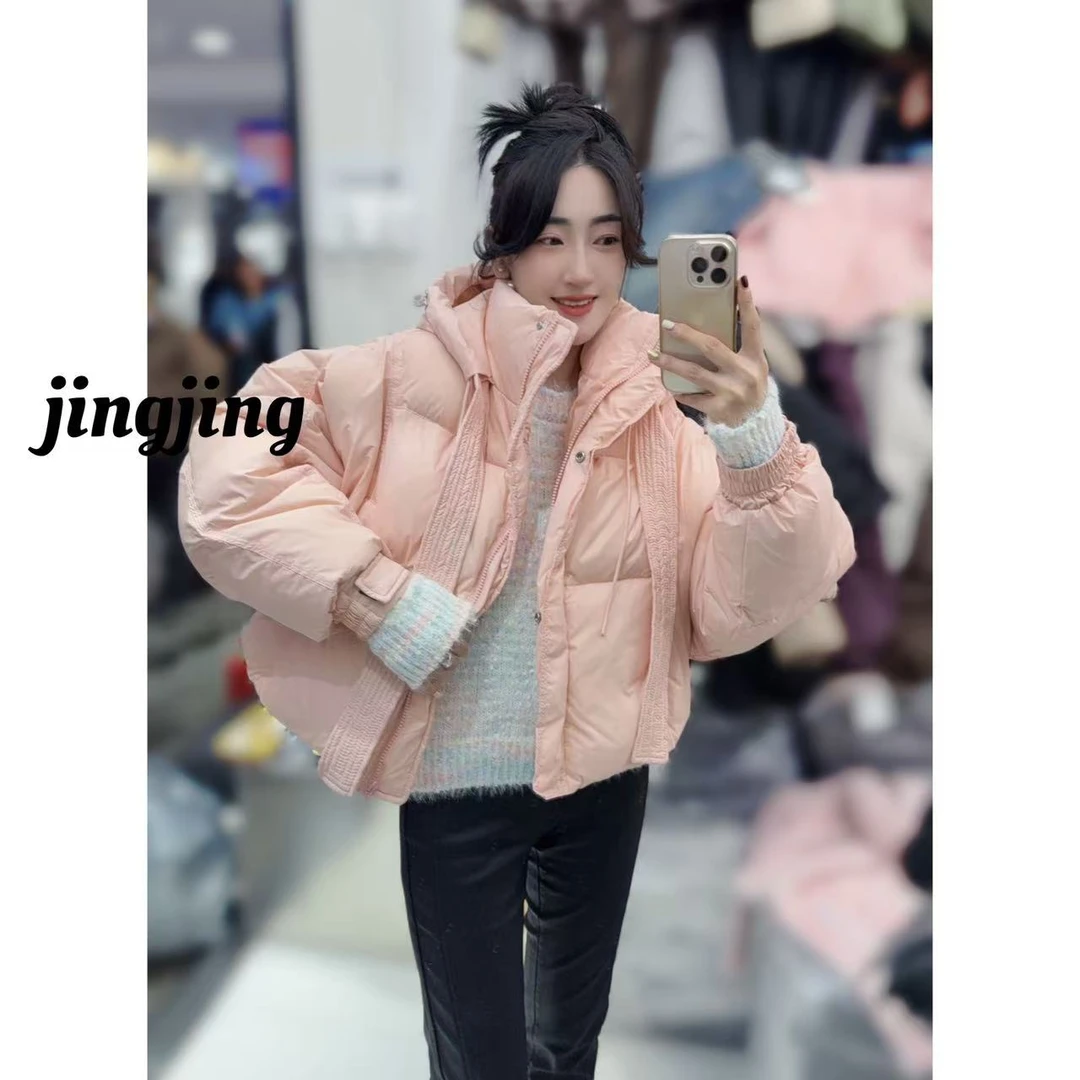 飘带连帽设计新款休闲百搭棉服（23621）