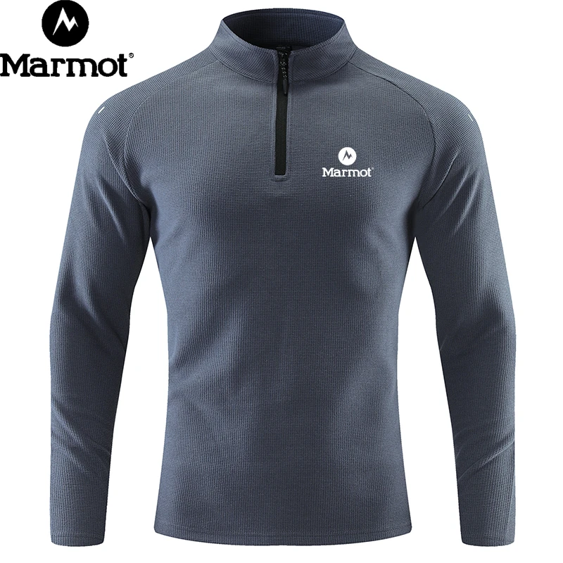 土拨鼠秋冬季休闲男卫衣立领半拉链速干长袖T恤上衣休闲运动健身