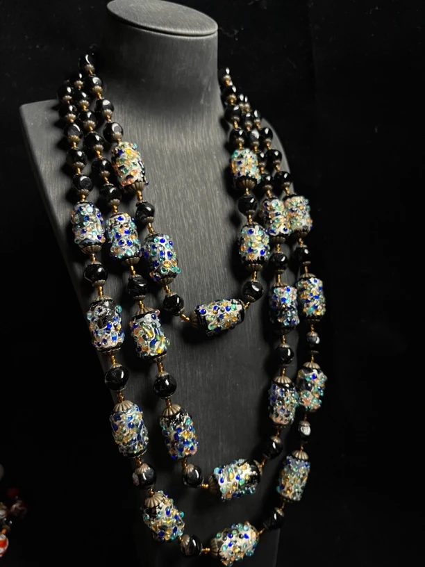 法式利摩日三层琉璃项链